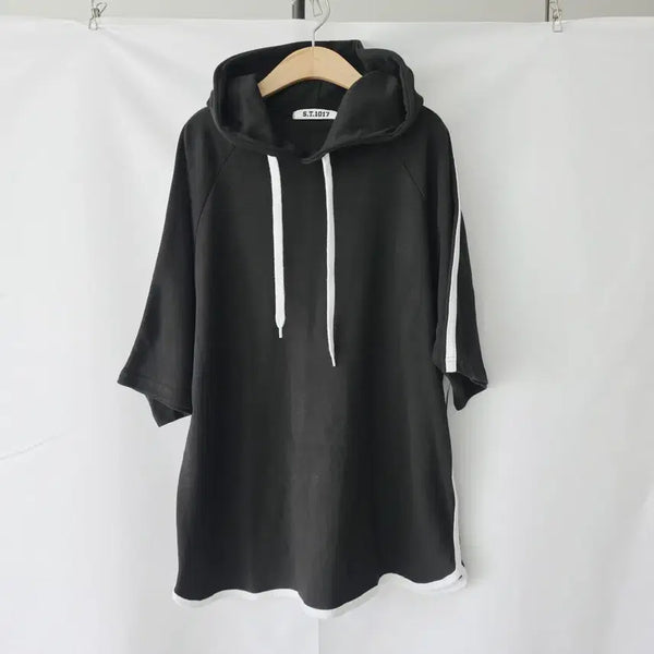 [BUNJANG] Oversized Loose Fit Black Hoodie T-shirt / 박시한 블랙 루즈핏 후드티셔츠  F