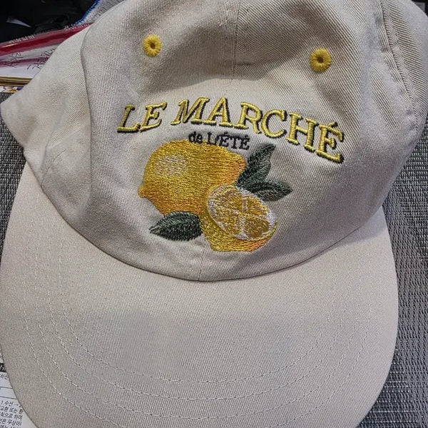 [BUNJANG] Covernat Beige Lemon Embroidery Ball Cap / 커버낫 베이지 레몬 자수 볼캡
