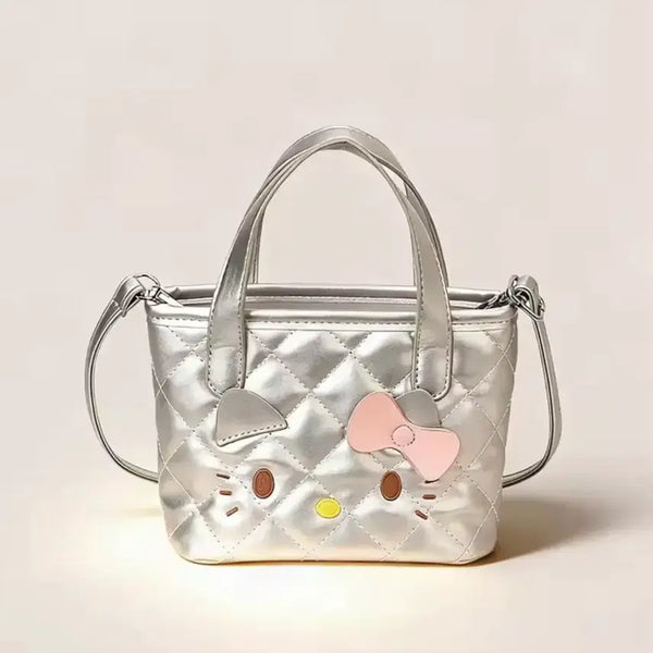 [BUNJANG] Hello Kitty Quilted Silver Tote Bag / 헬로키티 퀼팅 은색 토트백