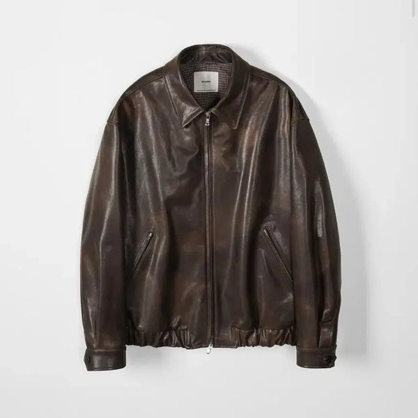 [BUNJANG] The Row Adrian Leather Blouson Patina Brown / [2] 인더로우 아드리안 레더 블루종 파티나 브라운