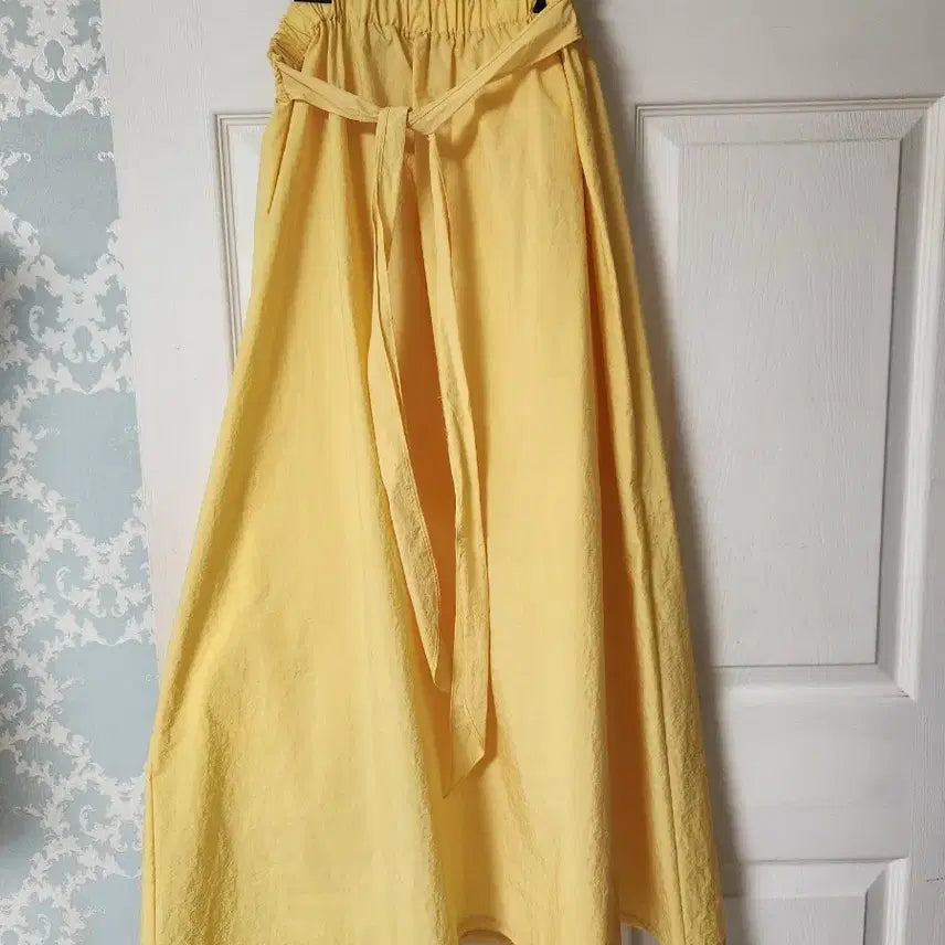 [BUNJANG] Yellow Pleated Long Skirt / (원가98,000원)풍성한 옐로우 롱스커트