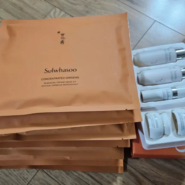 [BUNJANG] Sulwhasoo Concentrated Ginseng Renewing Cream EX Mask (7 Sheets) + Essential Firming Cream 5-Piece Kit / 설화수 자음생 마스크 7매+진설5종키트