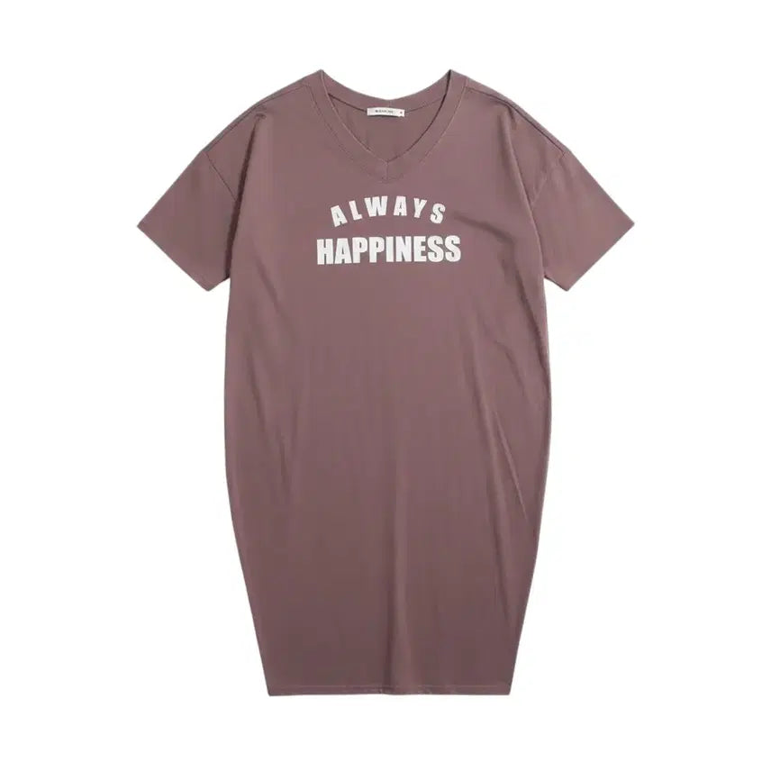 [BUNJANG] Women's V-Neck Lettering Long T-Shirt Dress / 여성F/ 브이넥 레터링 롱 티 원피스PK 0-19