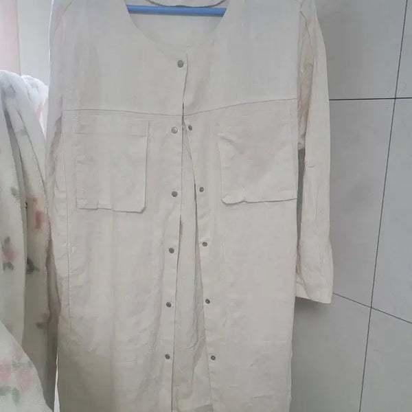 [BUNJANG] Linen Free Size Jacket - Unused / 린넨 프리싸이즈 자켓 미사용 옷장방치상품