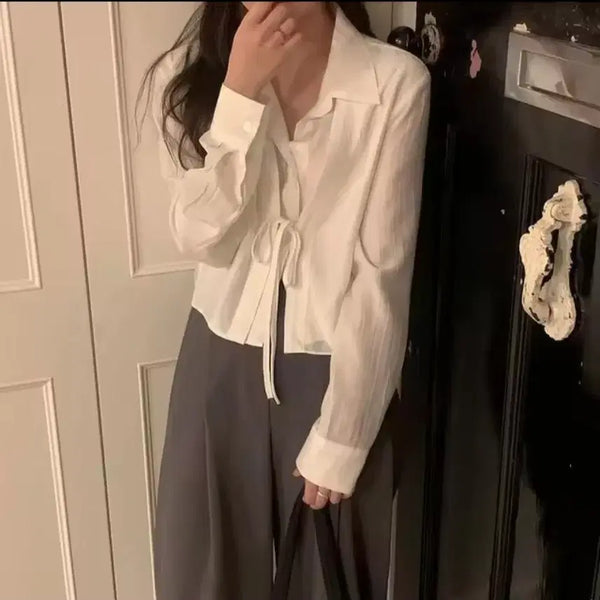 [BUNJANG] Natural Ribbon Blouse Shirt / 네추럴 리본 블라우스 셔츠