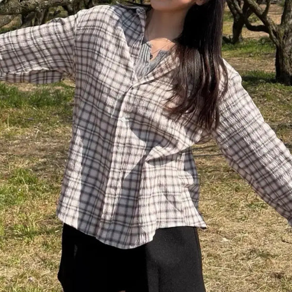 [BUNJANG] Goodlife Works Seersucker Check Shirt Pink / 굿라이프웍스 체크 셔츠 시어서커 핑크