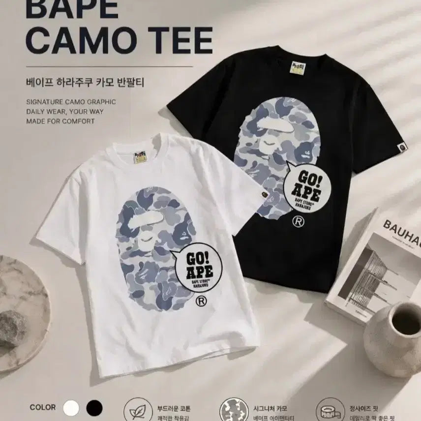 [BUNJANG] A Bathing Ape Harajuku Camo T-Shirt White/Black / 베이프 하라주쿠 카모 반팔티 화이트/블랙 XL L