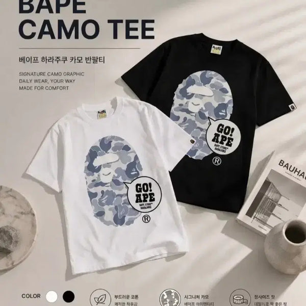 [BUNJANG] A Bathing Ape Harajuku Camo T-Shirt White/Black / 베이프 하라주쿠 카모 반팔티 화이트/블랙 XL L
