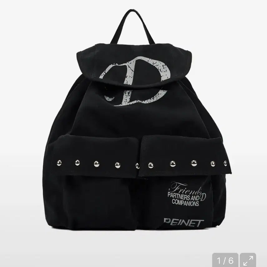 [BUNJANG] Dainnit Stud Pocket Backpack Black / 다이닛 스터드 포켓 백팩 블랙