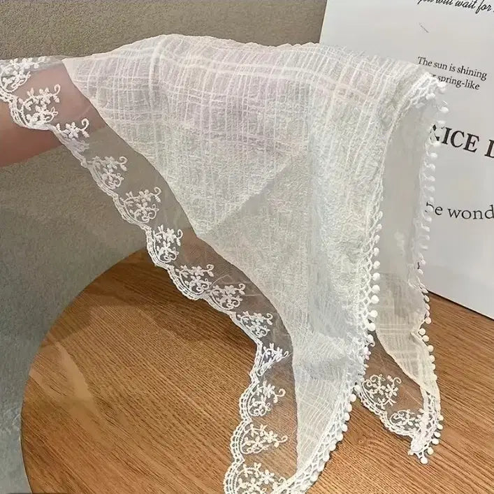 [BUNJANG] White Lace Scarf / 레이스 스카프 화이트(새상품 (