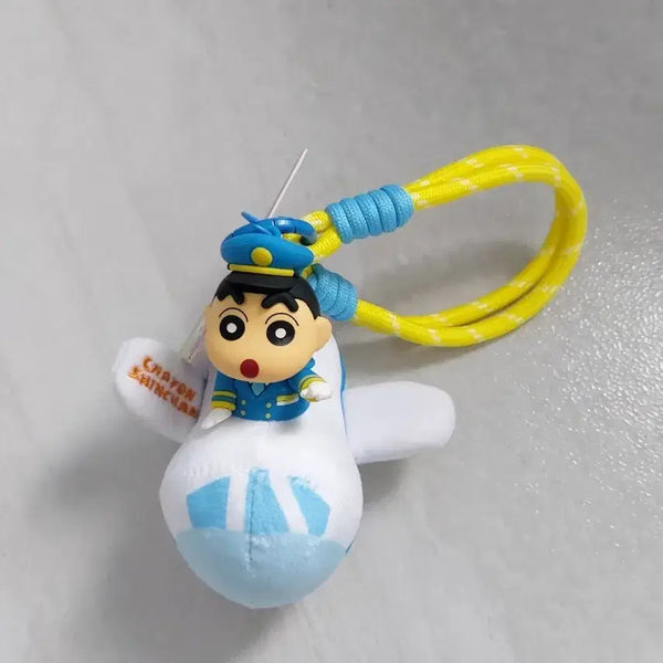 [BUNJANG] Crayon Shin-chan Pilot Airplane Plush Keychain / 짱구 파일럿 비행기 인형 키링