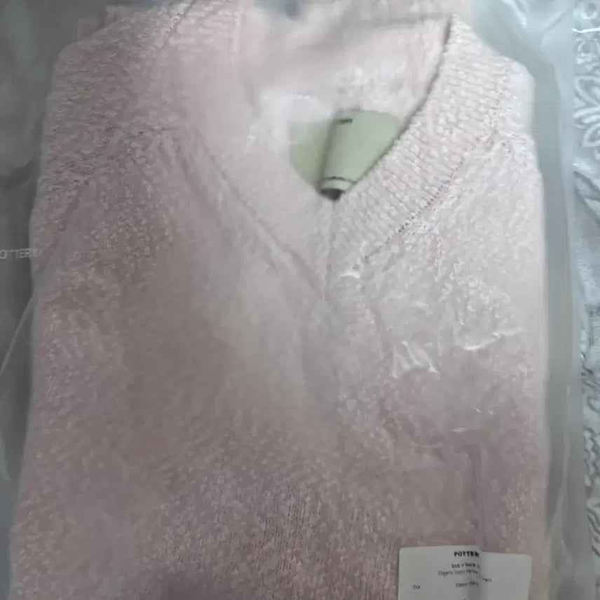 [BUNJANG] Pottery Slub V-neck Knit Light Pink / 포터리 슬럽 브이넥 니트 라이트핑크 2 새상품