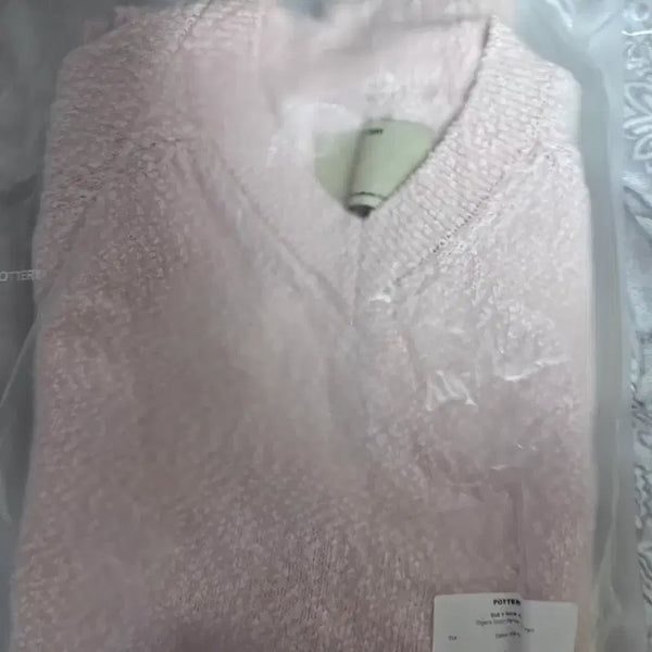 [BUNJANG] Pottery Slub V-neck Knit Light Pink / 포터리 슬럽 브이넥 니트 라이트핑크 2 새상품