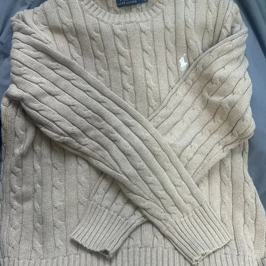 [BUNJANG] Polo Ralph Lauren Cable Knit Sweater Beige / 폴로 랄프로렌 케이블 니트 베이지