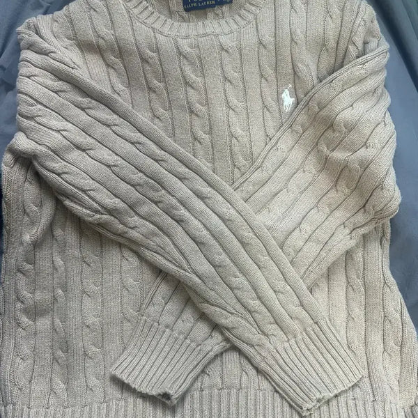 [BUNJANG] Polo Ralph Lauren Cable Knit Sweater Beige / 폴로 랄프로렌 케이블 니트 베이지