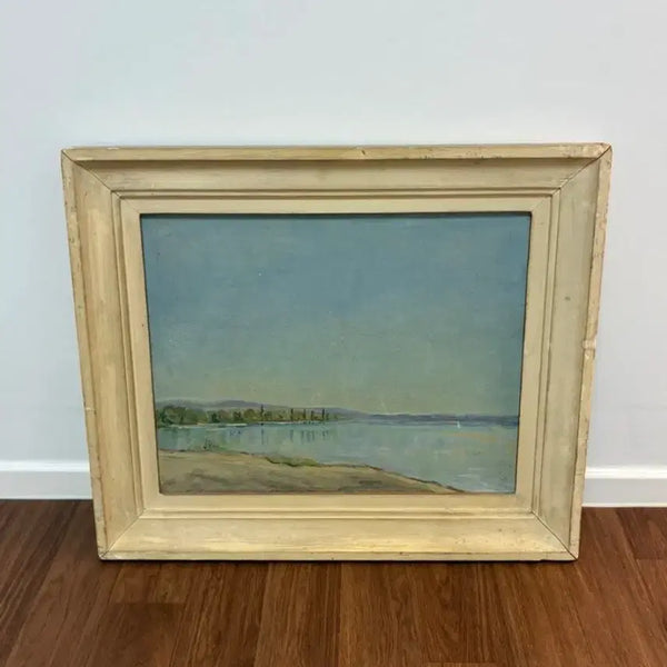 [BUNJANG] French Antique Oil Painting Lake Landscape 65.5 x 55.5cm / 프랑스 앤틱 오일 페인팅 프레임 호수 / 65.5 x 55.5cm