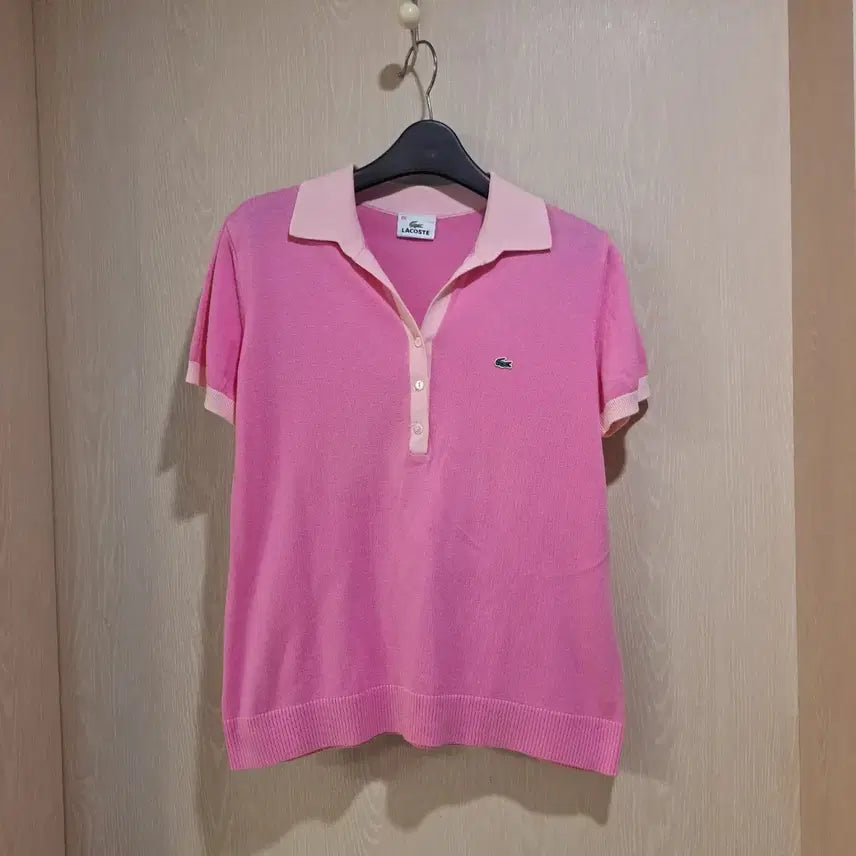 [BUNJANG] Lacoste Pink Short Sleeve Polo Knit Size 100 / 라코스테 핑크 반팔 카라 니트사이즈100