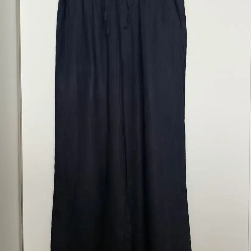 [BUNJANG] 100% Linen Wide Pants Navy Size 66 / 새상품) 100% 린넨 여자 와이드 팬츠 66 네이비