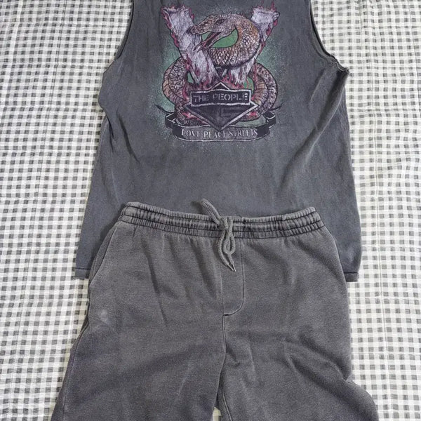 [BUNJANG] The People VS Snake Washing Tank Top Setup Set / (M) The people VS 스네이크 워싱 나시 셋업