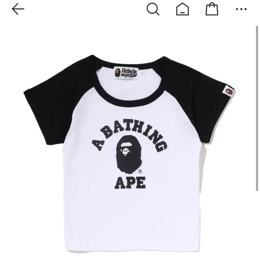 [BUNJANG] BAPE Raglan Cropped T-Shirt Black / 베이프 BAPE 우먼 래글런 크롭티셔츠 블랙
