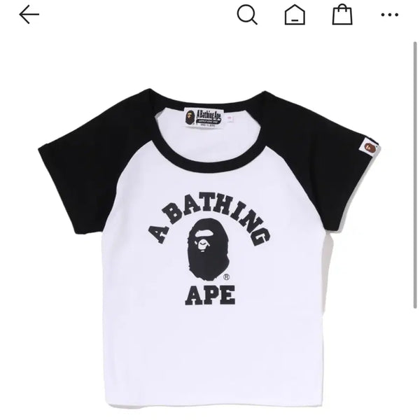 [BUNJANG] BAPE Raglan Cropped T-Shirt Black / 베이프 BAPE 우먼 래글런 크롭티셔츠 블랙