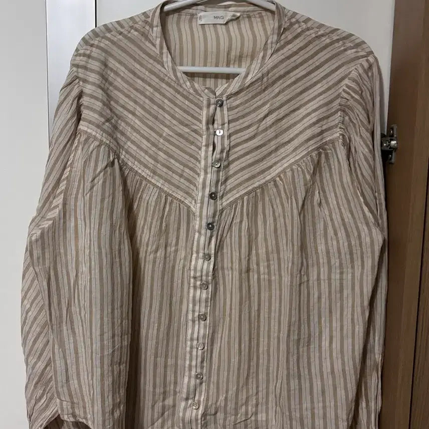 [BUNJANG] Mango Stripe Puff Sleeve Shirt / 망고 스트라이프 셔츠