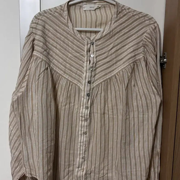 [BUNJANG] Mango Stripe Puff Sleeve Shirt / 망고 스트라이프 셔츠