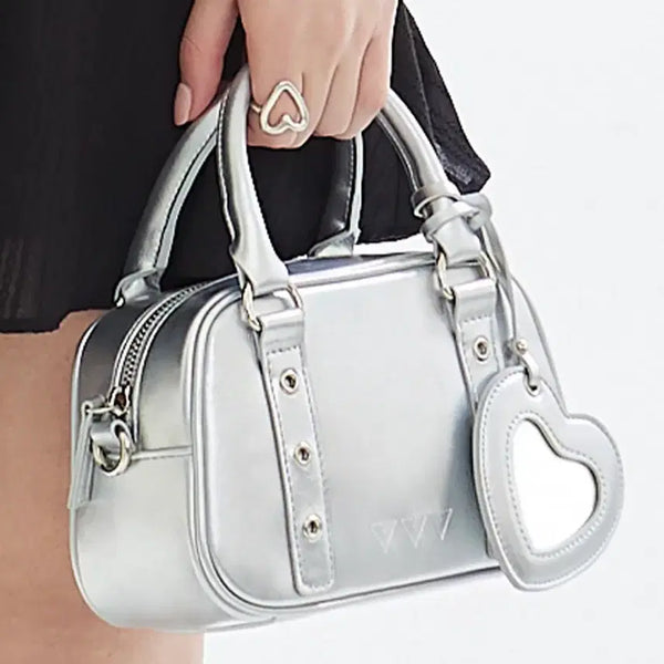 [BUNJANG] VVV Heart Mirror Buckle Mini Tote Bag Crossbody Bag Silver Bag / 브이브이브이vvv 하트미러 버클 미니 토트백 크로스백 실버백 여름가방