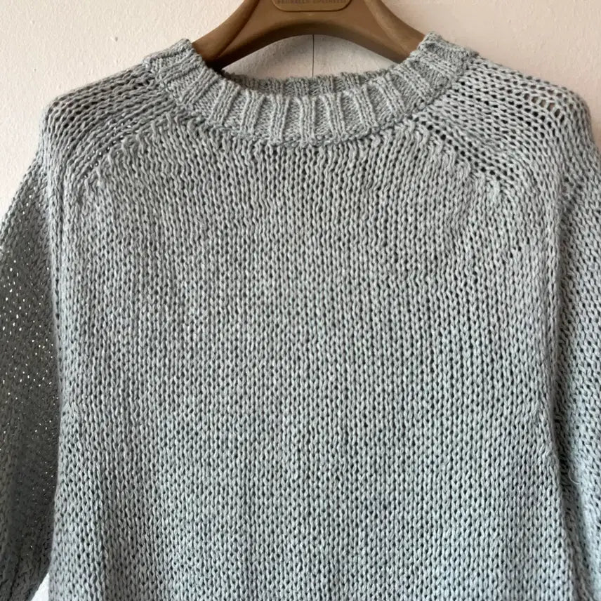 [BUNJANG] Nothing Written Women's Mint Round Knit T-Shirt Short Sleeve Knit / 낫띵리튼 여성 민트 라운드니트티셔츠 반팔니트