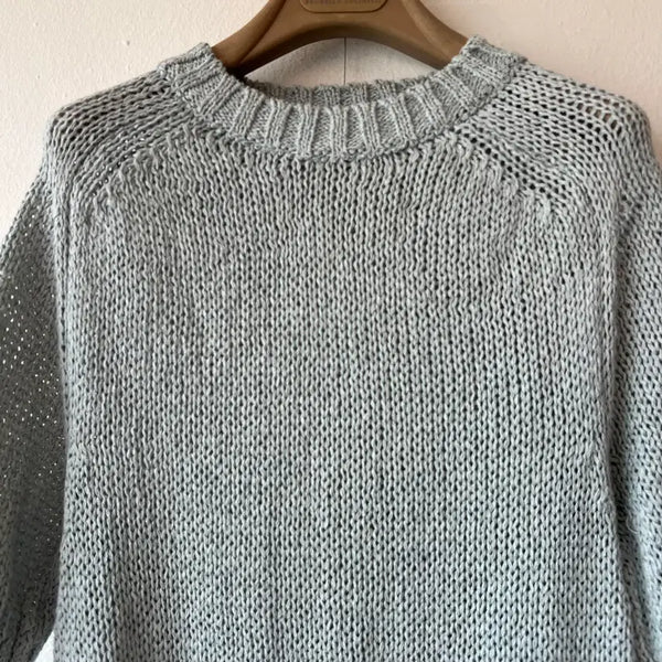 [BUNJANG] Nothing Written Women's Mint Round Knit T-Shirt Short Sleeve Knit / 낫띵리튼 여성 민트 라운드니트티셔츠 반팔니트