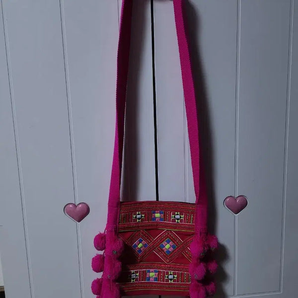 [BUNJANG] Tassel Pink Shoulder Bag / 태슬 핑크 가방