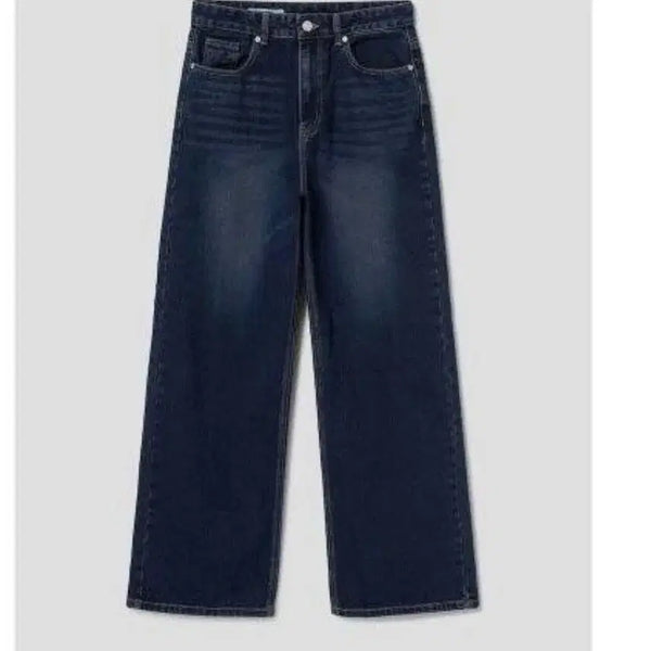 [BUNJANG] Eight Seconds Long Wide Denim Pants Navy / 새상품 에잇세컨즈기모 워싱 롱 와이드 데님팬츠 네이비 (323Y21AP5