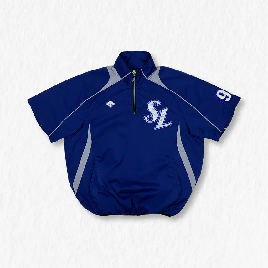 [BUNJANG] Descente Samsung Lions Player Issue Half-Zip Pullover OS / 데상트 삼성라이온즈 선수지급용 반집업