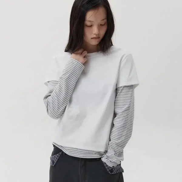 [BUNJANG] OHEHIO Layered Stripe T-Shirt / 오헤시오 무신사 레이어드 스트라이프 티셔츠