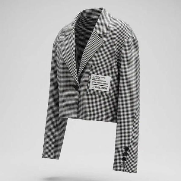 [BUNJANG] Ulia Women's Plaid Cropped Jacket / 여성F/ Ulia 체크무늬 크롭 자켓