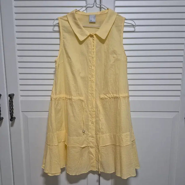 [BUNJANG] Flat Collar Yellow Shirt Dress / 플랫카라 노란색 셔츠 원피스