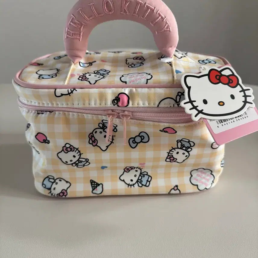 [BUNJANG] Sanrio Hello Kitty Checkered Pouch / 산리오 헬로키티 체크 무늬 파우치