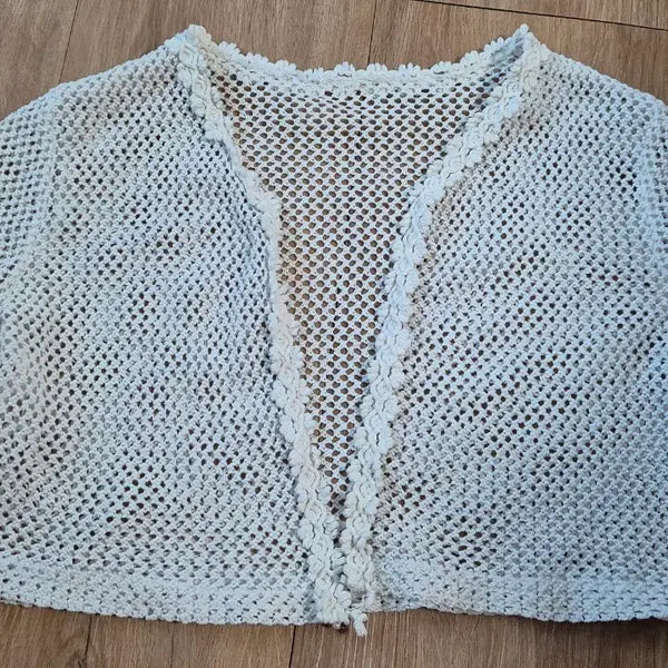 [BUNJANG] Vintage Crochet Knit Cropped Cardigan Bolero / 모리걸 빈티지 코바늘 니트 가디건 여성 여름 크롭 볼레로