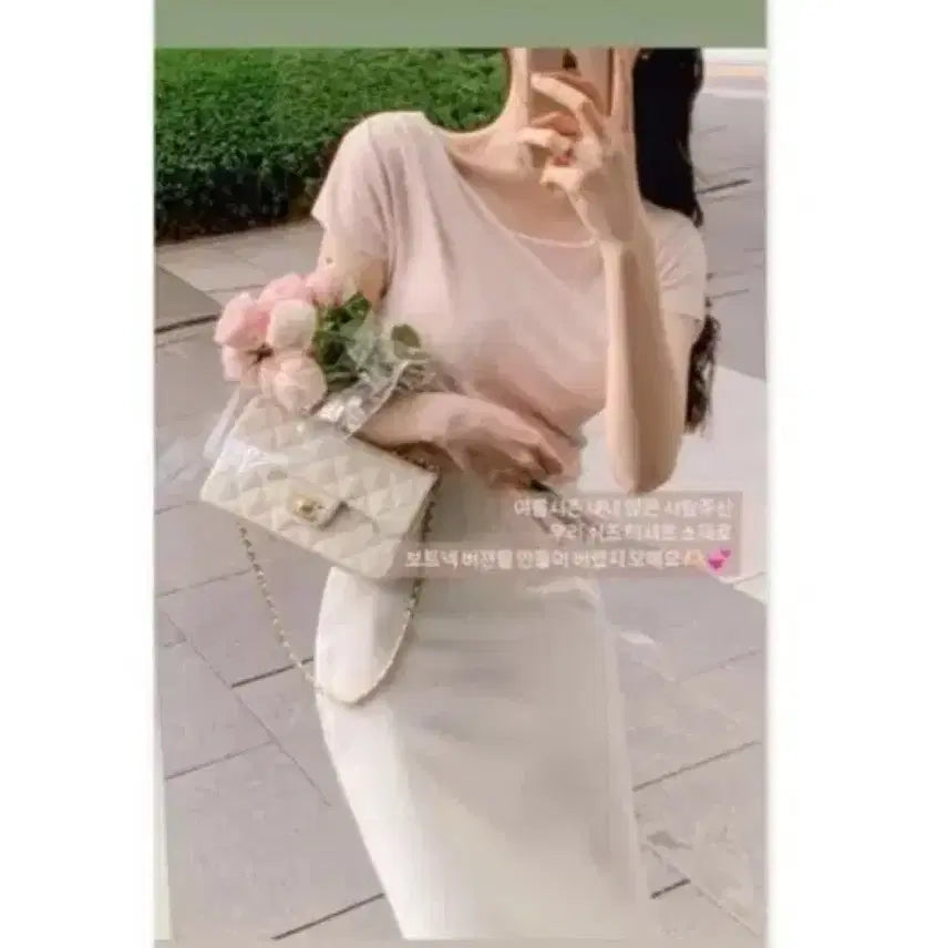 [BUNJANG] Satin Gloss Skirt + Blouse Set / 에이블리 새틴 광택 스커트 +블라우스 세트(새제품)