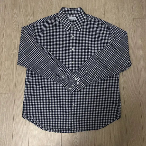 [BUNJANG] Steady Standard Gingham Check Shirt Dark Navy / 스테디에브리웨어 깅엄 체크 셔츠 / 다크 네이비 3사이즈