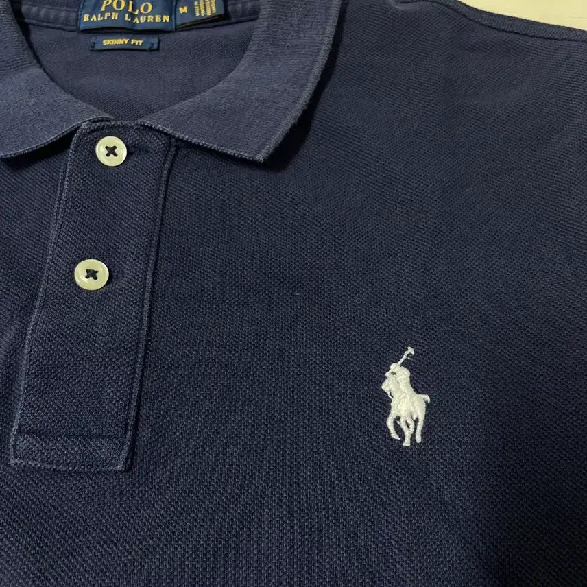 [BUNJANG] Polo Ralph Lauren Navy Pique Cotton Slim Fit T-Shirt M / 폴로 랄프로렌 네이비 카라티셔츠 M (스키니핏)