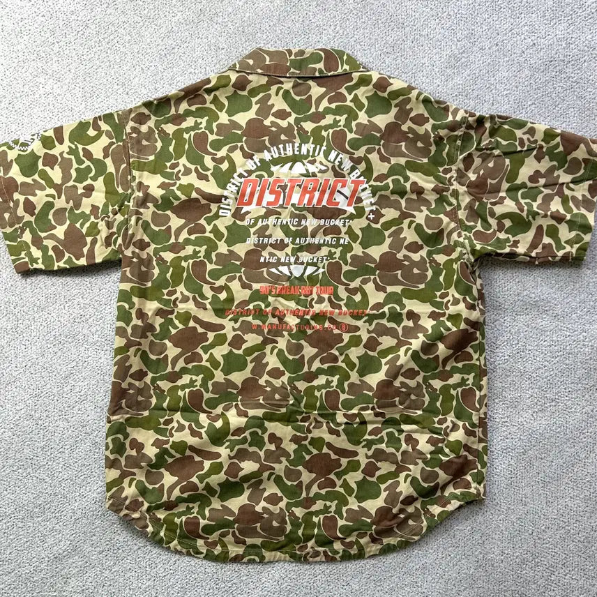 [BUNJANG] BUCKET Camo Military Short Sleeve Shirt L / 버켓 BUCKET 카모 밀리터리 반팔 셔츠 L 100