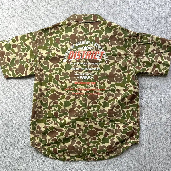 [BUNJANG] BUCKET Camo Military Short Sleeve Shirt L / 버켓 BUCKET 카모 밀리터리 반팔 셔츠 L 100
