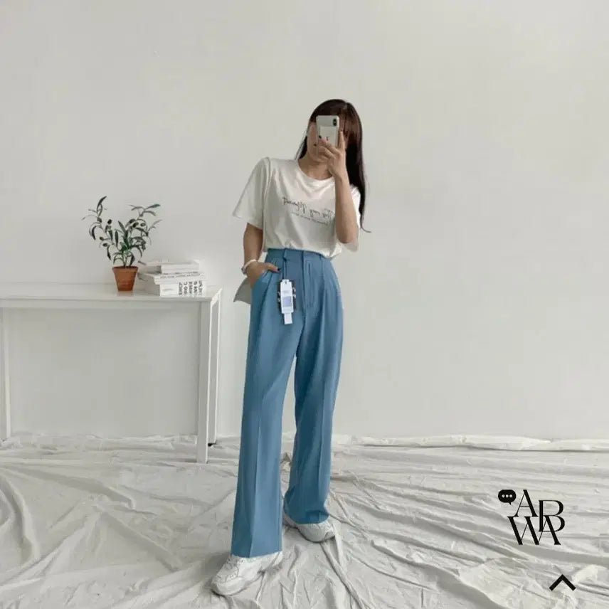 [BUNJANG] AWAB Cooling Wide Slacks (Summer/Spring, Size S) / 에이와비 쿨링 와이드 슬랙스 여름 봄 준새상품 키작녀