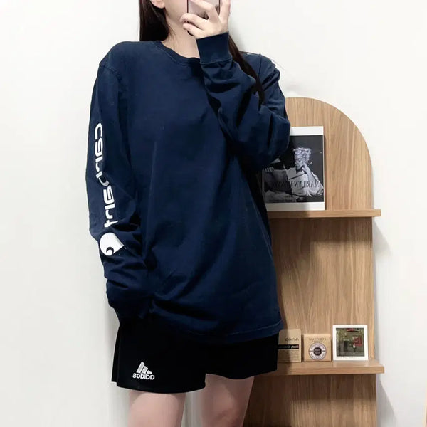 [BUNJANG] Carhartt Deep Navy Side Lettering Long Sleeve T-Shirt (M) / 칼하트 딥네이비 사이드레터링 긴팔티 [ M ]