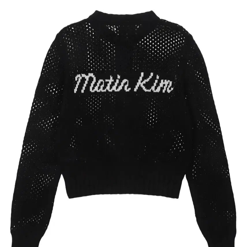 [BUNJANG] Matinkim Logo Jacquard Knit Zip-Up Black / (새상품) 마뗑킴 백 로고 자카드 니트 집업 블랙