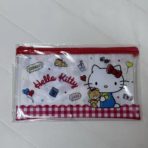 [BUNJANG] Sanrio Hello Kitty Love Check PVC Pouch Large / (미개봉) 헬로키티 러브 체크 pvc 파우치 라지
