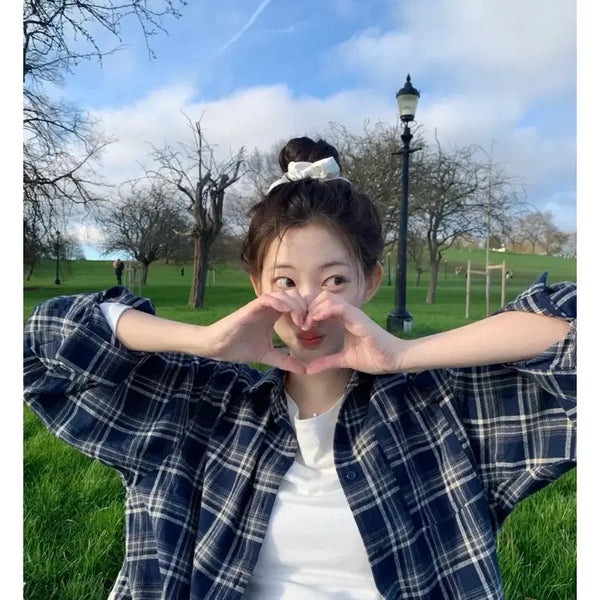 [BUNJANG] Jenny Oh Hug Oversized Checkered Shirt / 제니오 허그 오버핏 체크셔츠 새상품