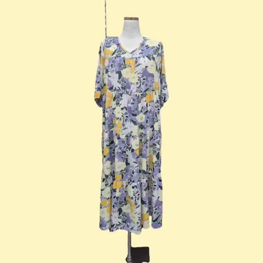 [BUNJANG] Floral Pattern Long Dress / 플로럴 패턴 롱 원피스