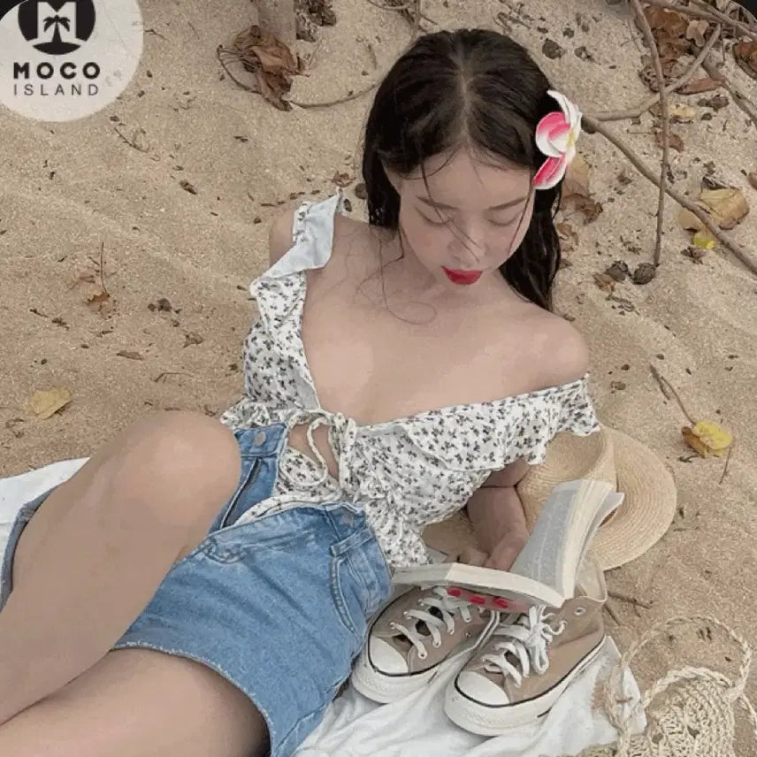 [BUNJANG] Mocobling Self-Produced Your My Flower Velvet Monokini Swimsuit / 모코블링 자체제작 유어마이플라워 벨벳 모노키니 수영복